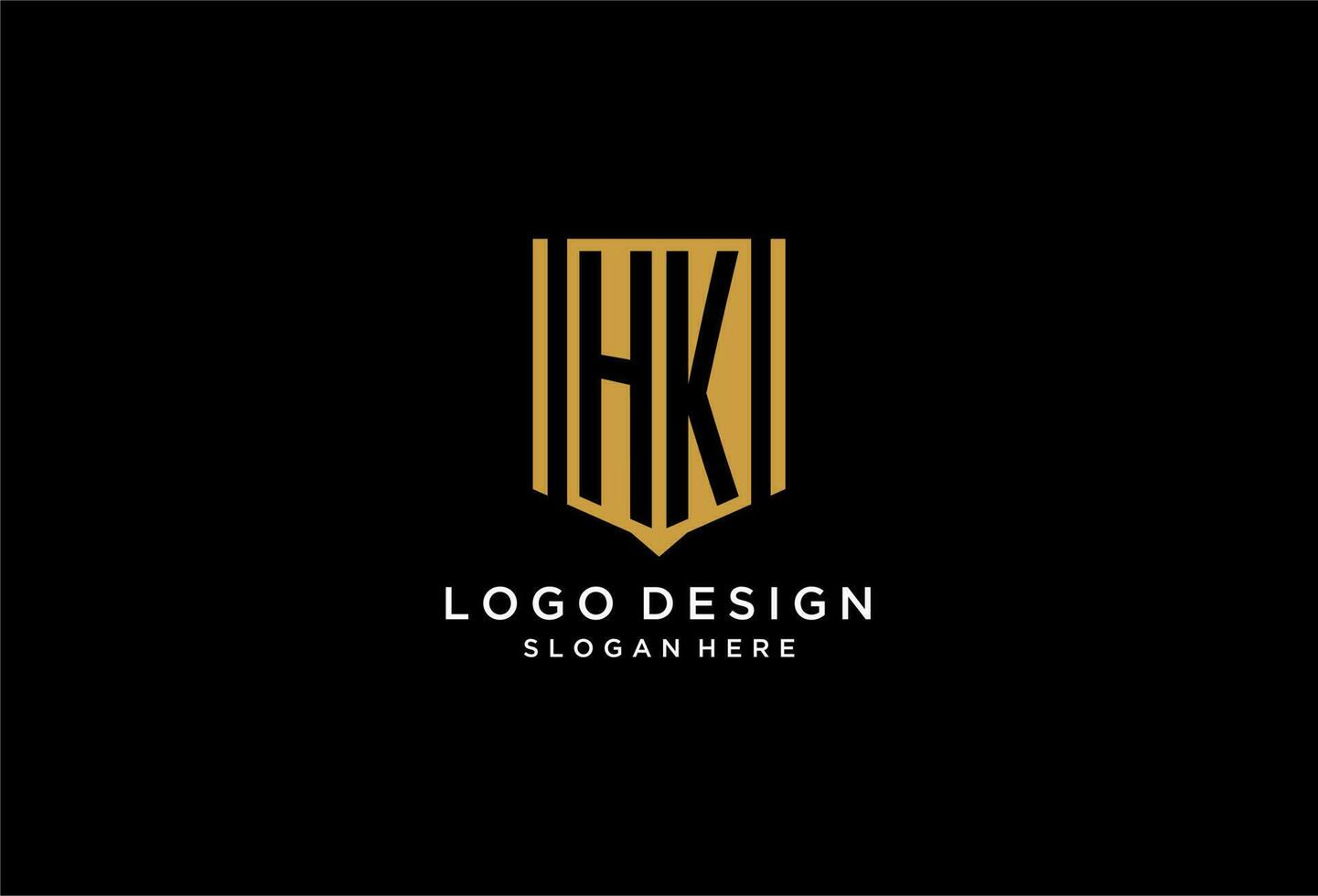 HK monogram logo with geometric shield icon design vector