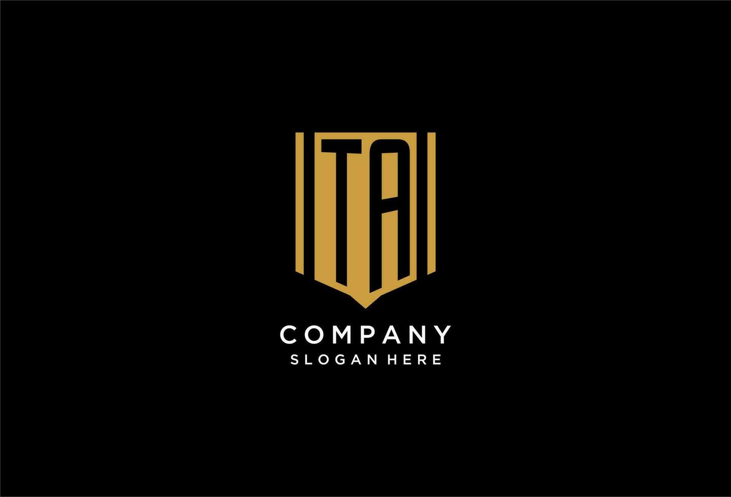 TA monogram logo with geometric shield icon design vector