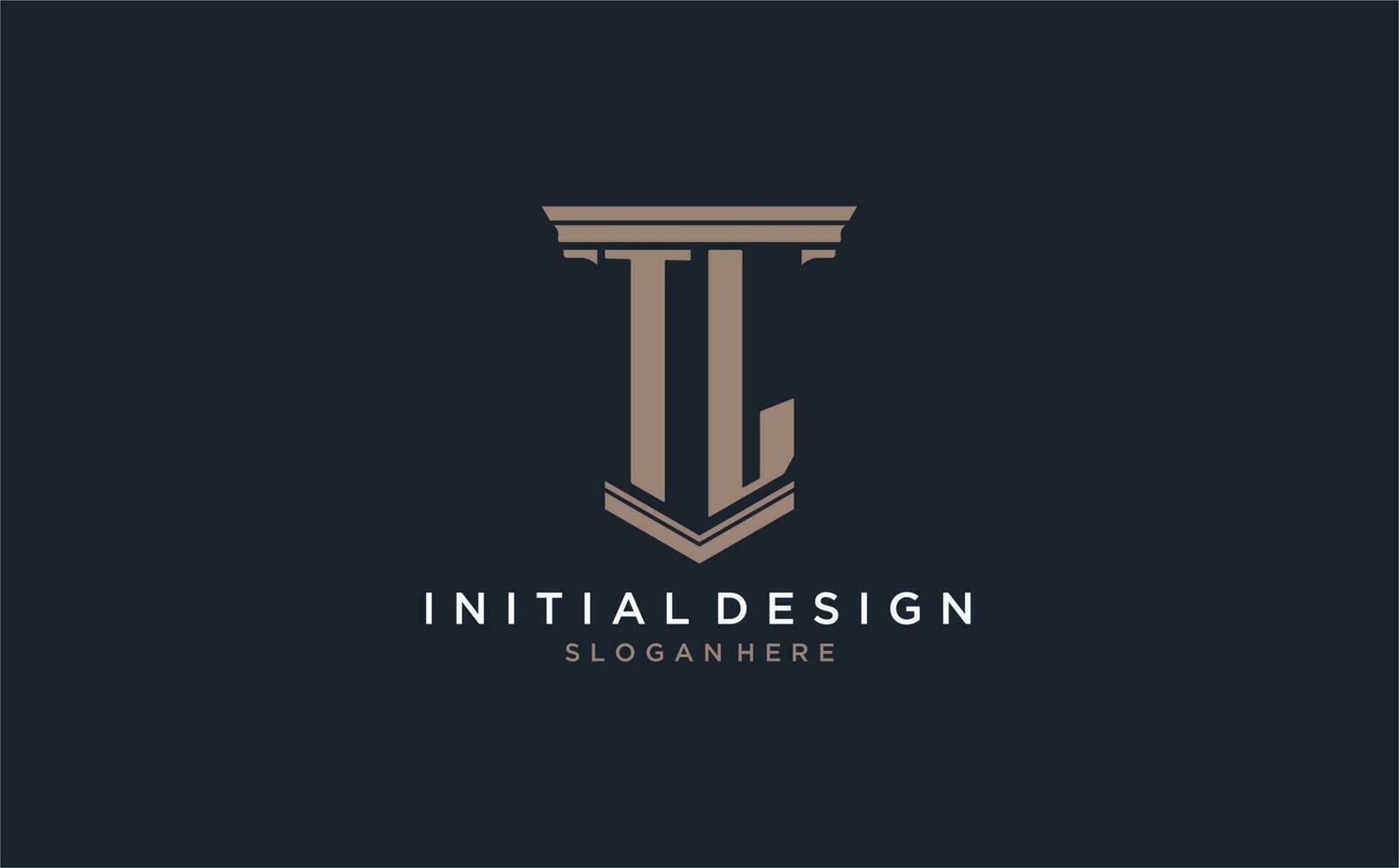 TL initial logo with pillar style, luxury law firm logo design ideas vector