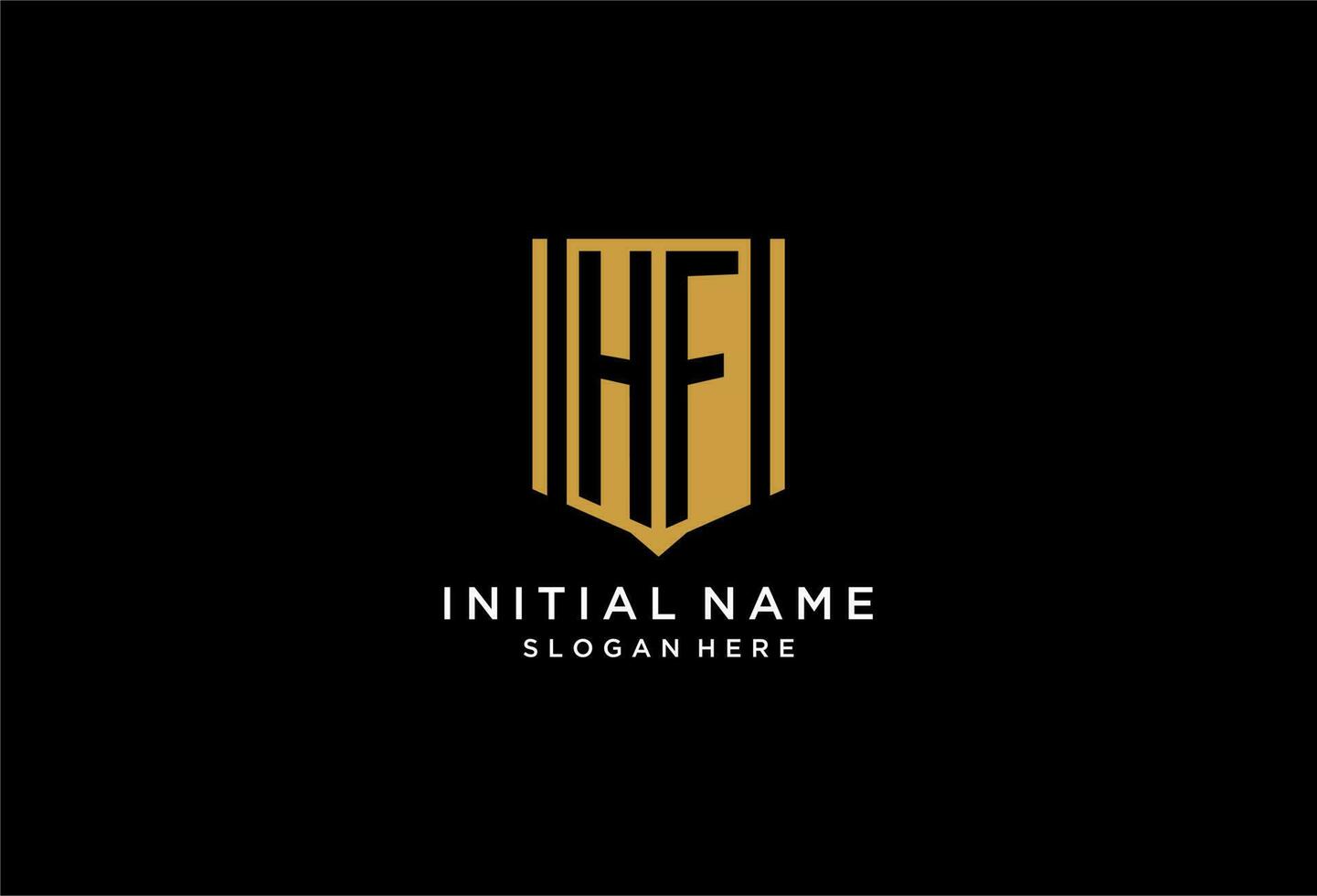 HF monogram logo with geometric shield icon design vector