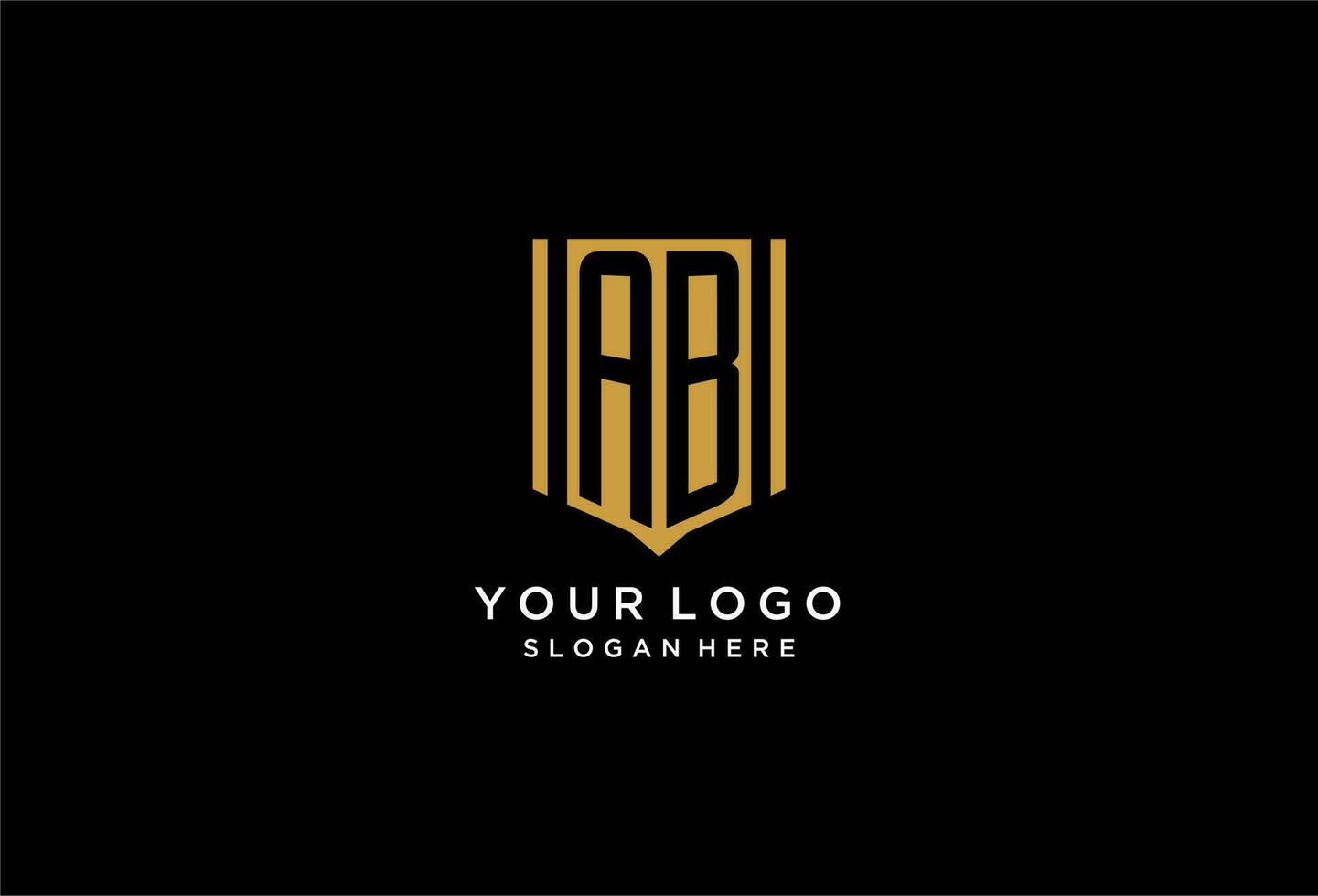 AB monogram logo with geometric shield icon design vector