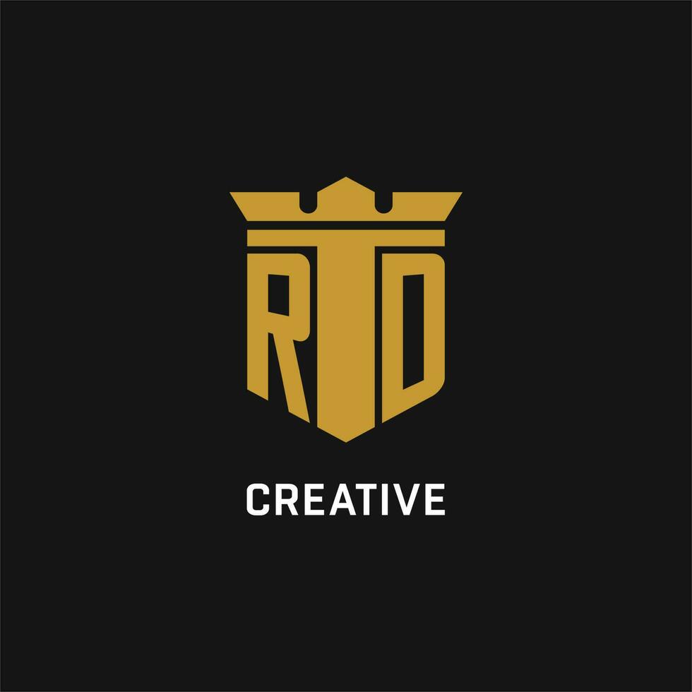 RD initial logo with shield and crown style vector