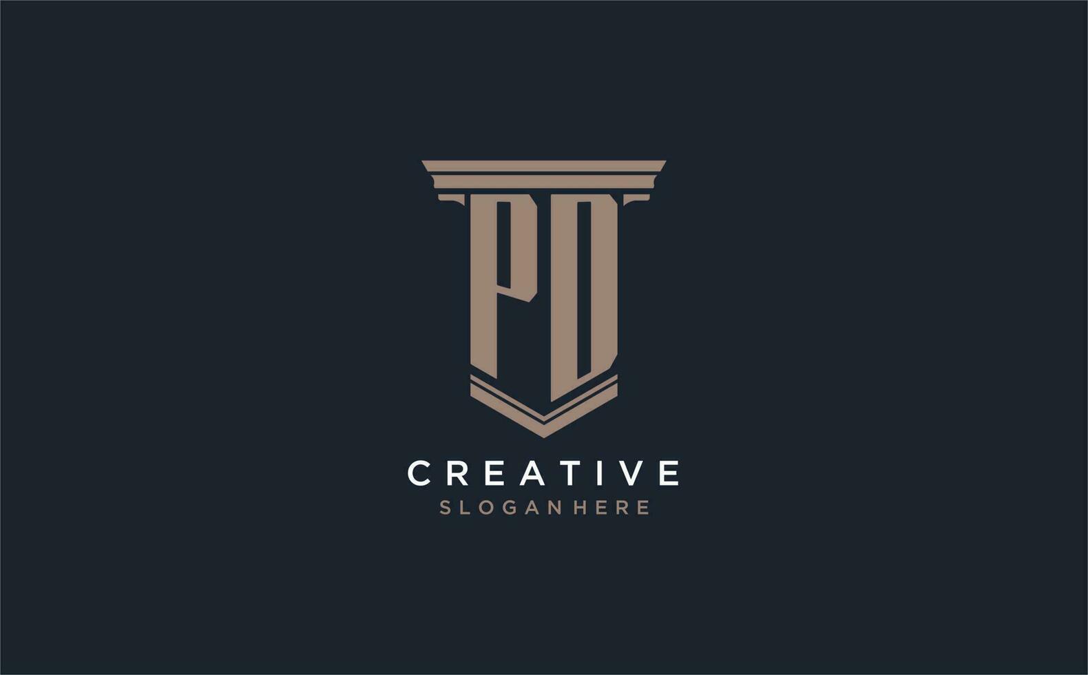 PD initial logo with pillar style, luxury law firm logo design ideas vector