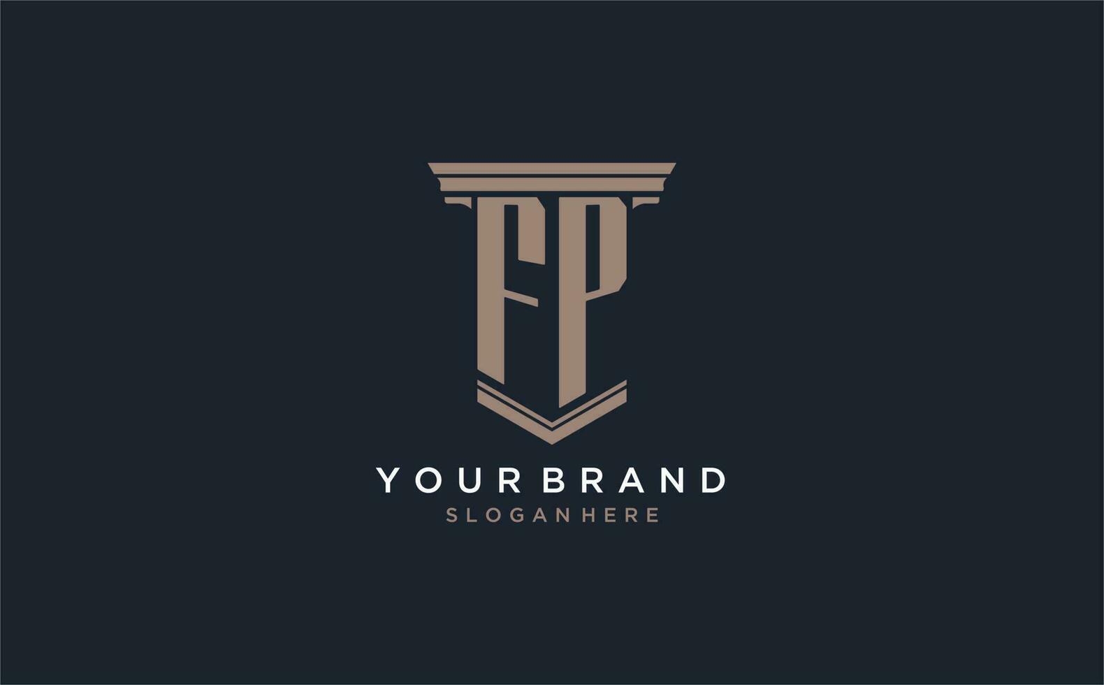 FP initial logo with pillar style, luxury law firm logo design ideas vector