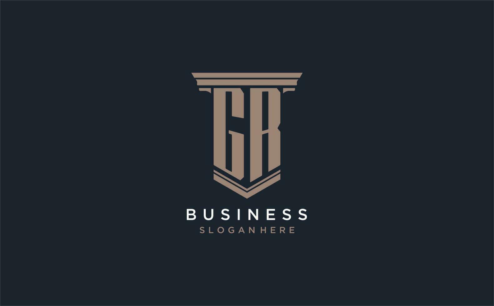 GR initial logo with pillar style, luxury law firm logo design ideas vector