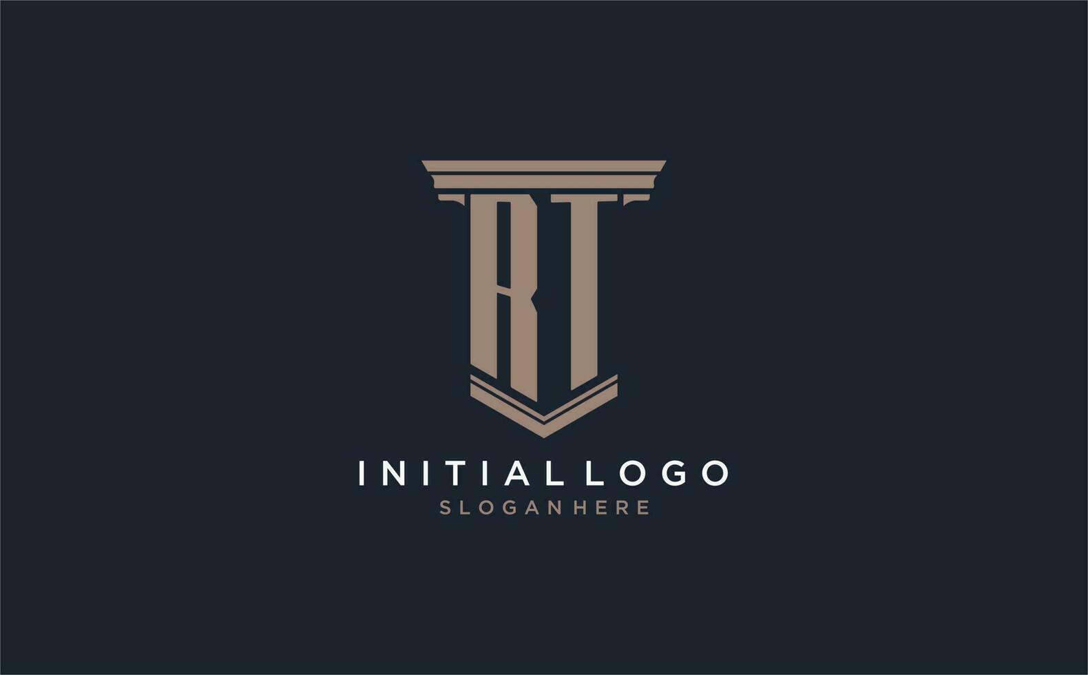 rt inicial logo con pilar estilo, lujo ley firma logo diseño ideas vector