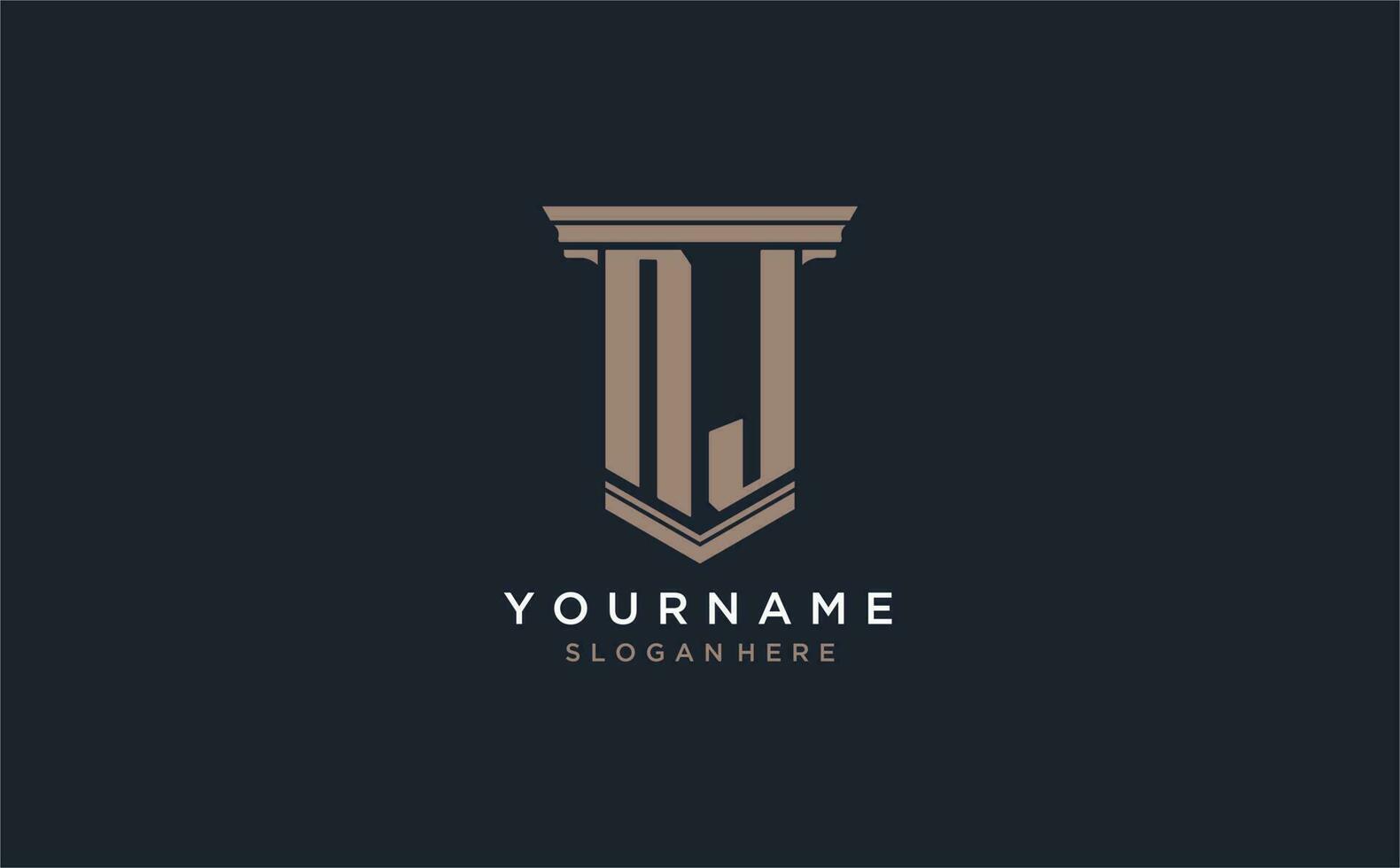 NJ initial logo with pillar style, luxury law firm logo design ideas vector
