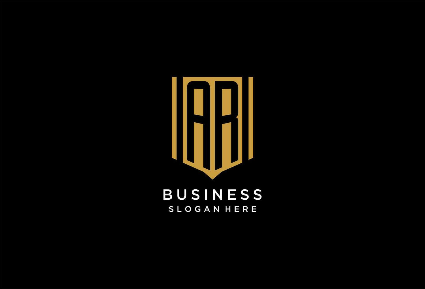 AR monogram logo with geometric shield icon design vector