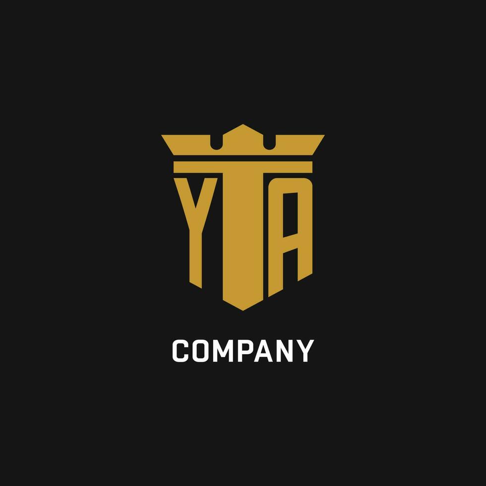 YA initial logo with shield and crown style vector