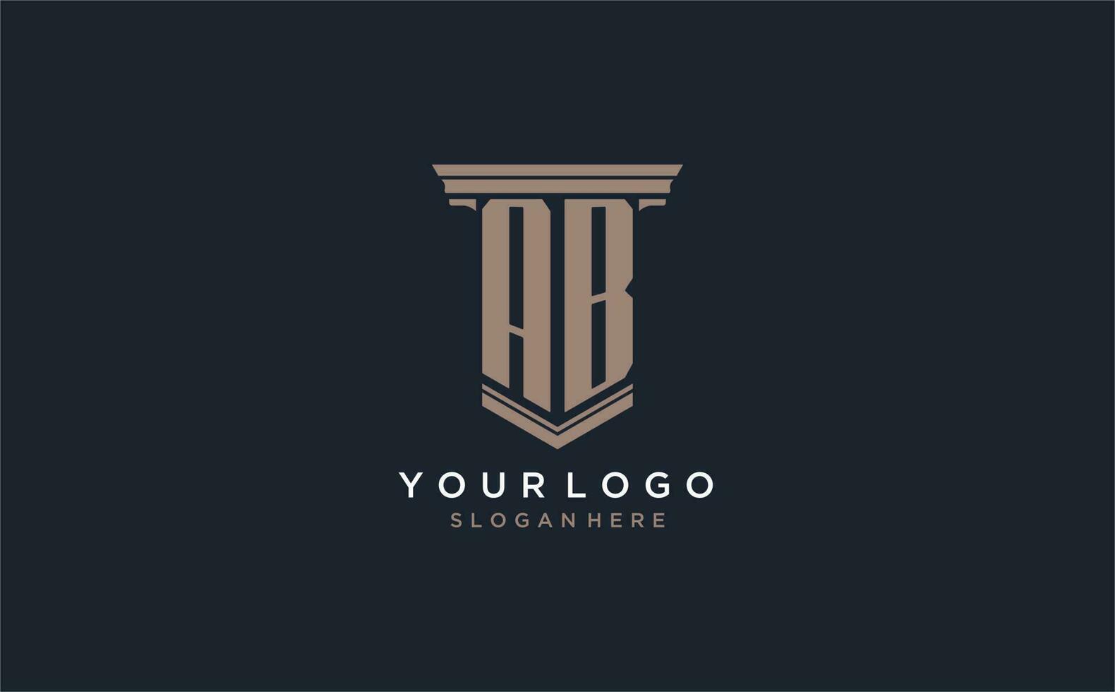 AB initial logo with pillar style, luxury law firm logo design ideas vector