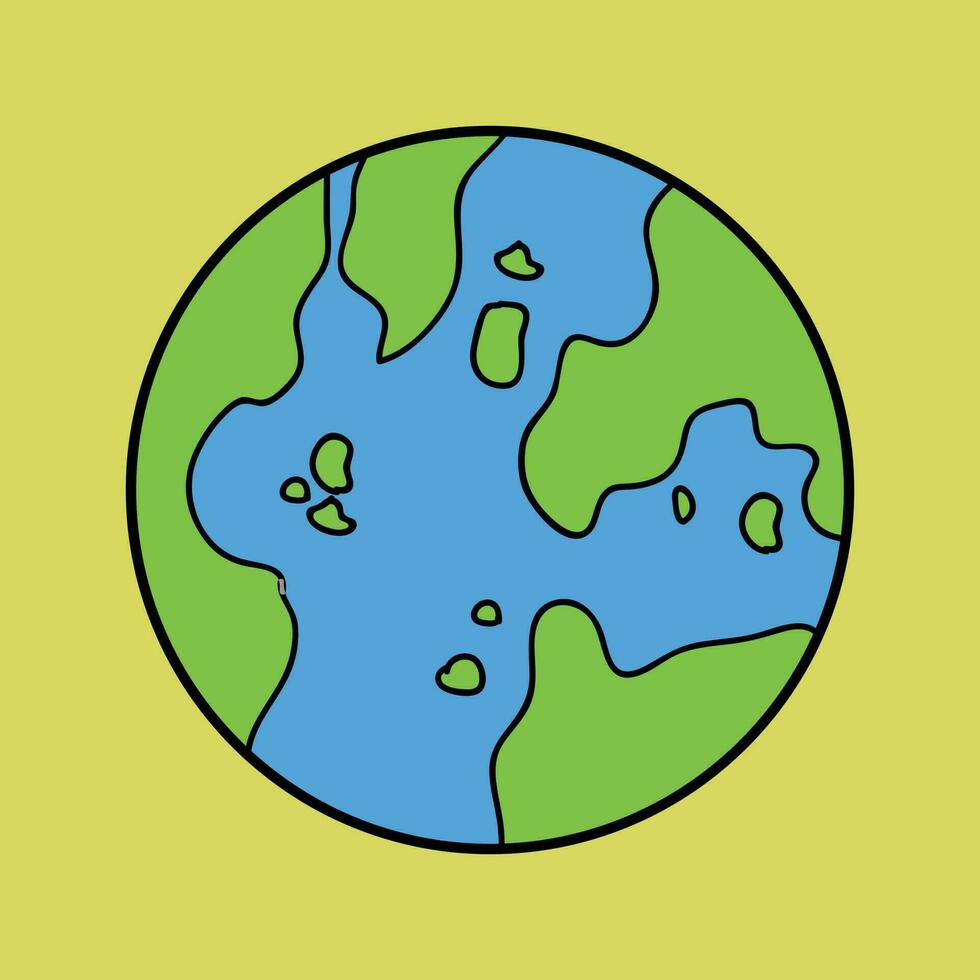 Vector earth globe with green continents. modern world map concept. world map