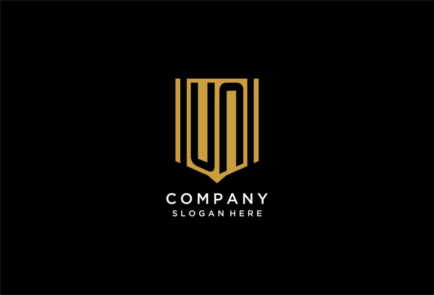 UN monogram logo with geometric shield icon design vector