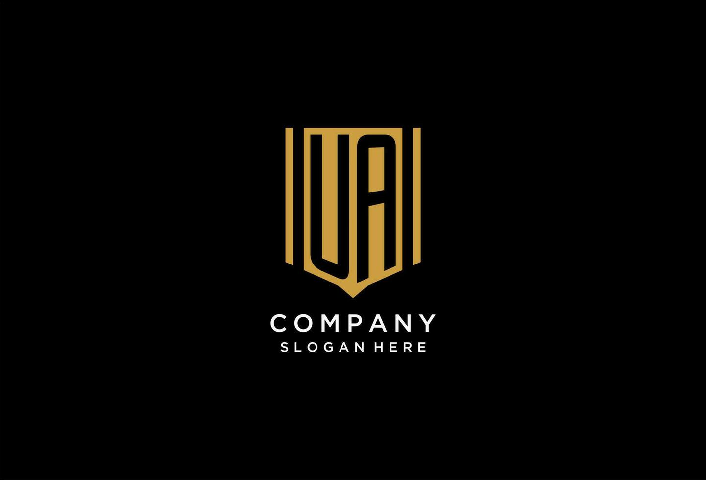 UA monogram logo with geometric shield icon design vector