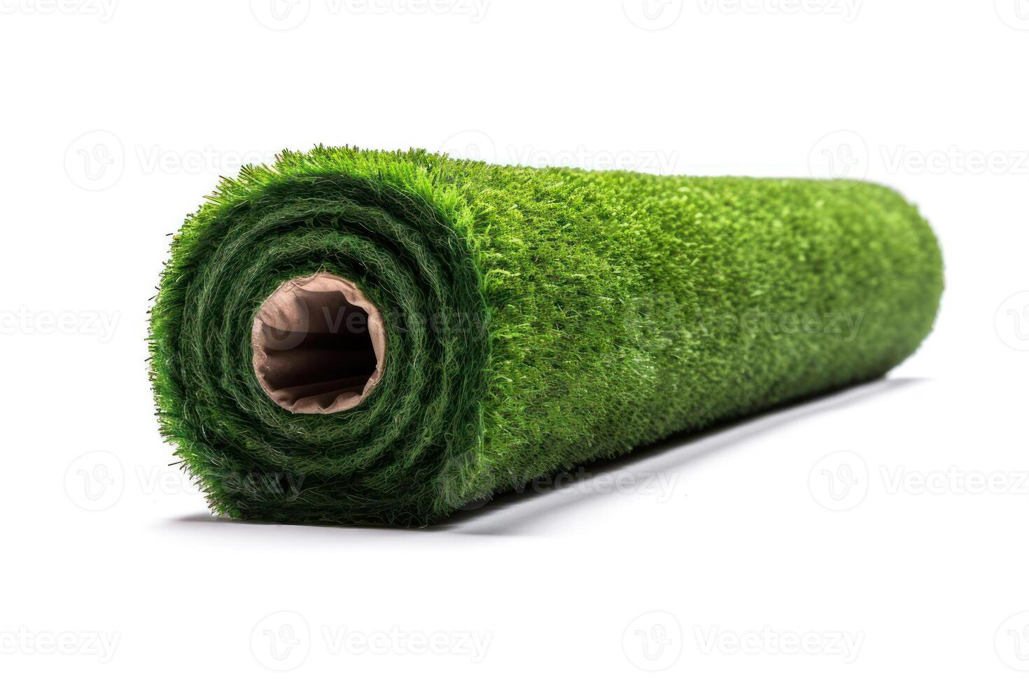 green artificial grass turf roll isolated photo