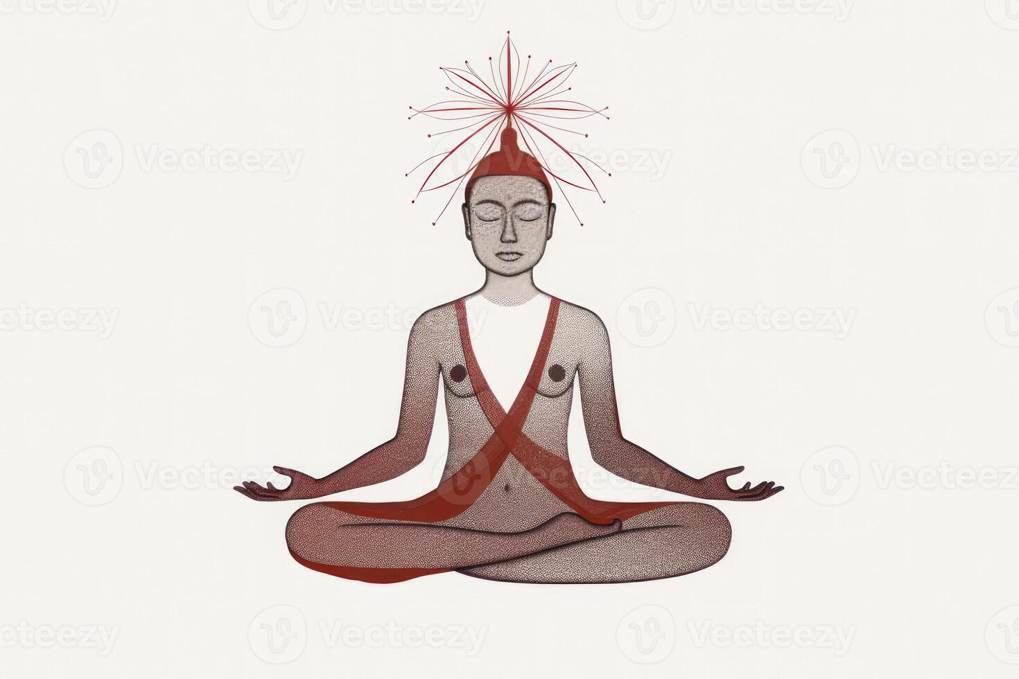 meditación yoga humano en loto minimalista logo oriental deidad generativo ai foto