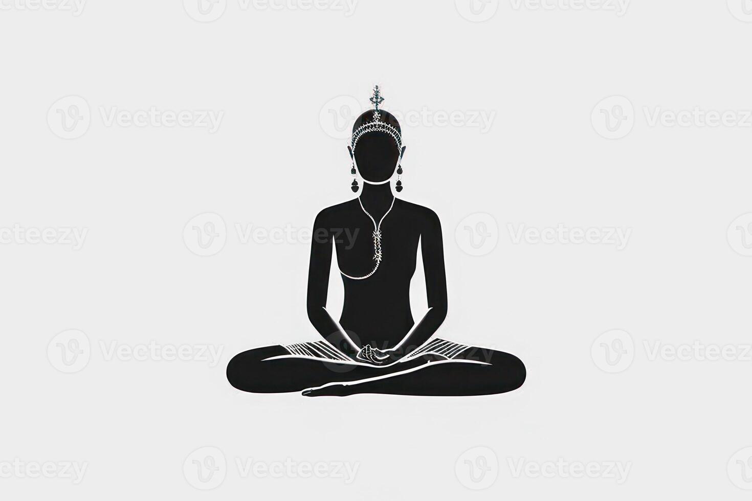 meditación yoga humano en loto minimalista logo oriental deidad generativo ai foto