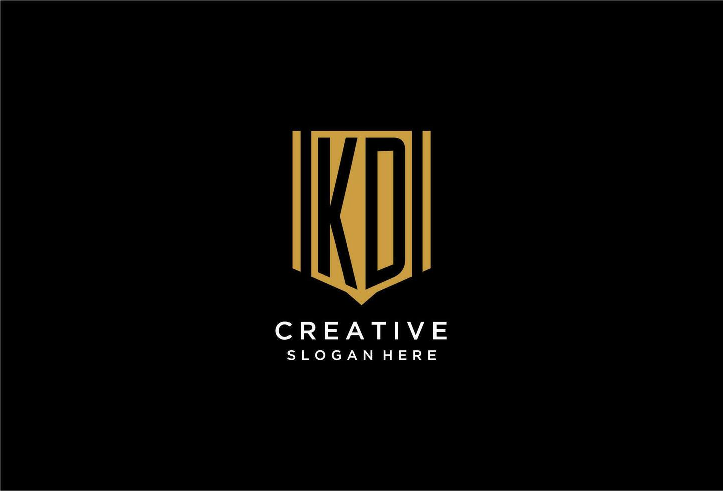 KD monogram logo with geometric shield icon design vector