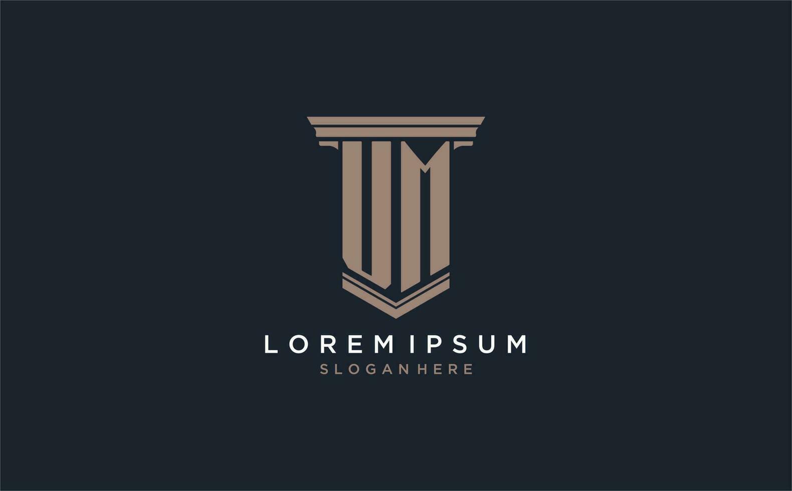 UM initial logo with pillar style, luxury law firm logo design ideas vector