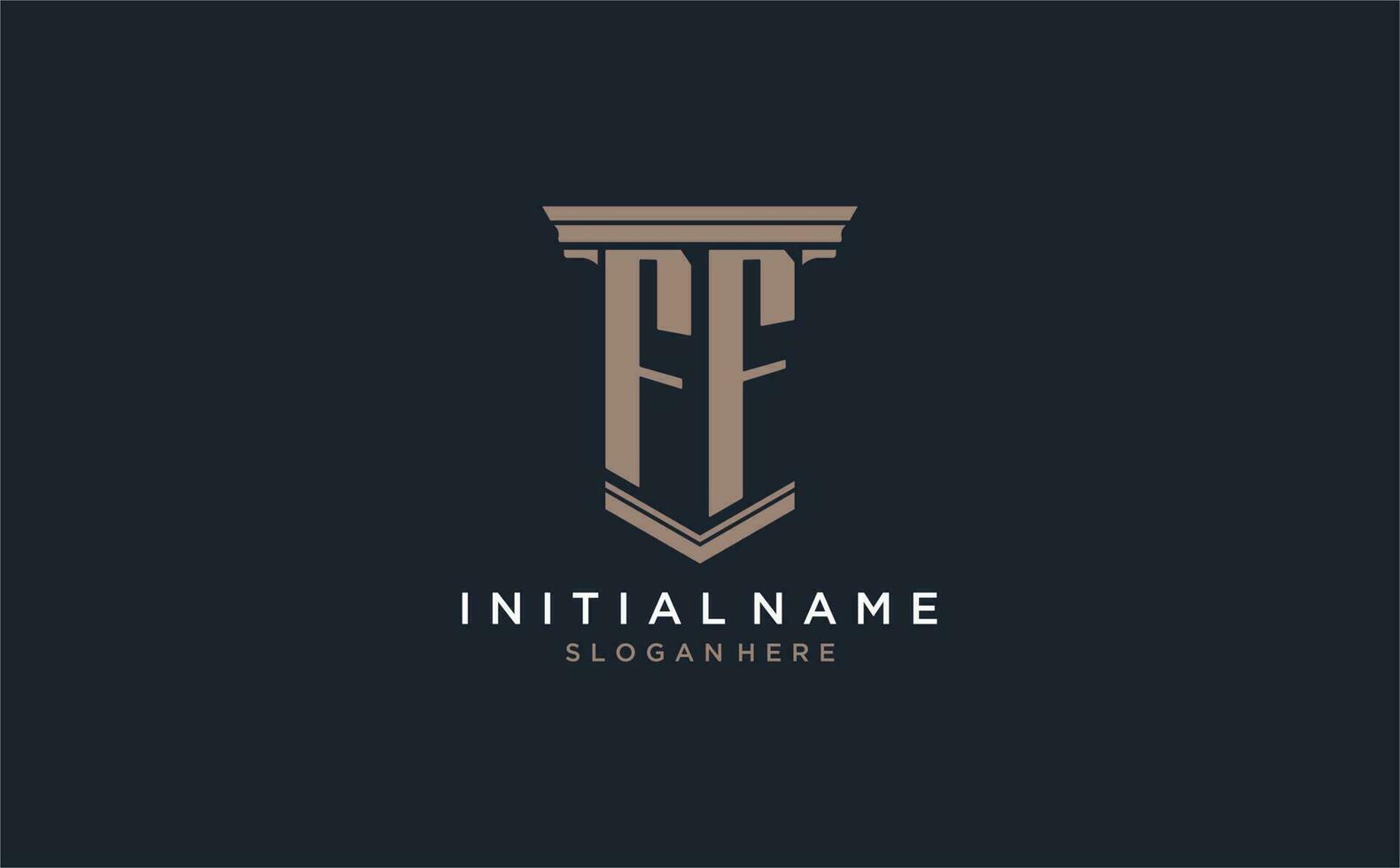 FF initial logo with pillar style, luxury law firm logo design ideas vector