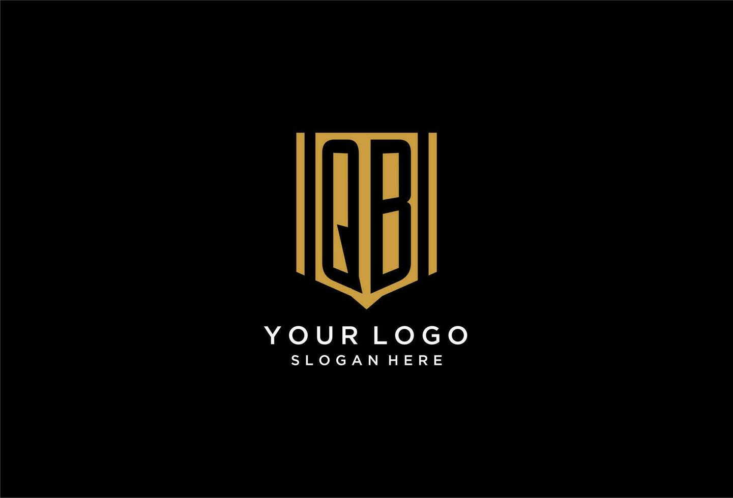 QB monogram logo with geometric shield icon design vector