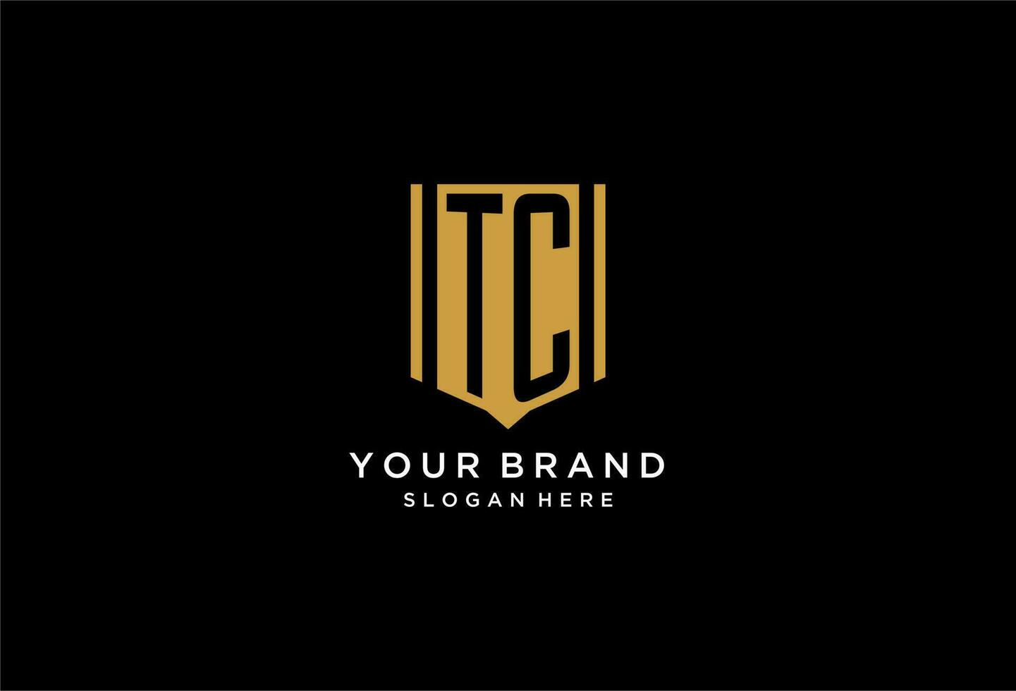 TC monogram logo with geometric shield icon design vector
