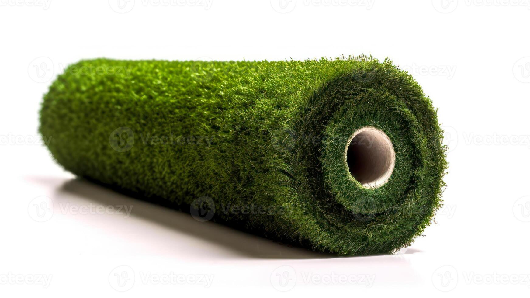 green artificial grass turf roll isolated photo