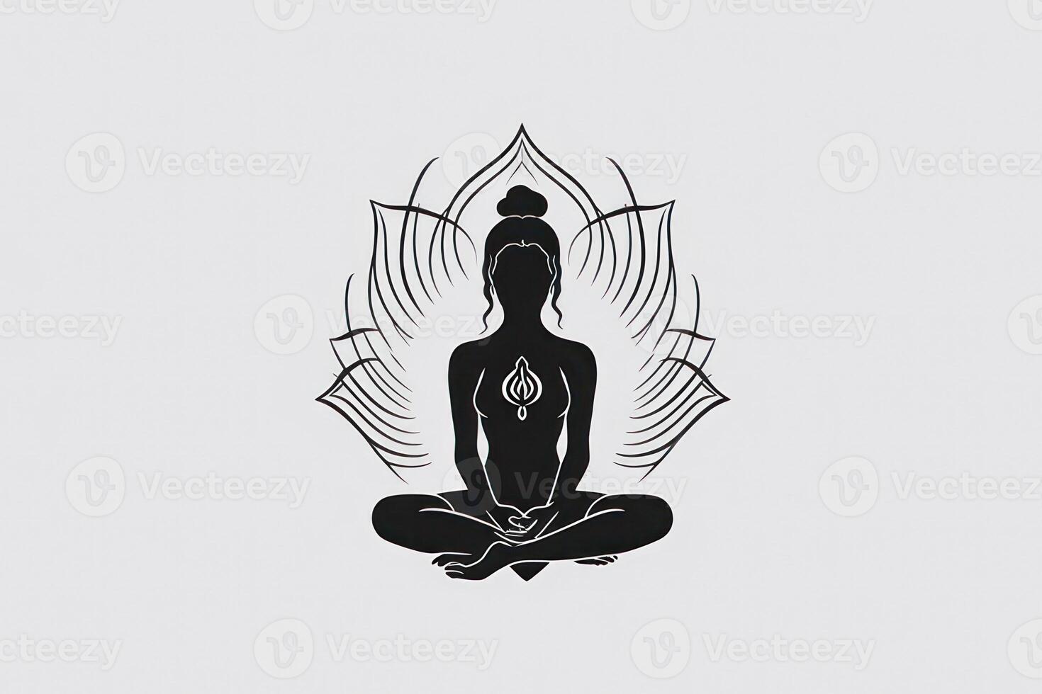 meditation yoga human in lotus minimalist logo oriental deity photo