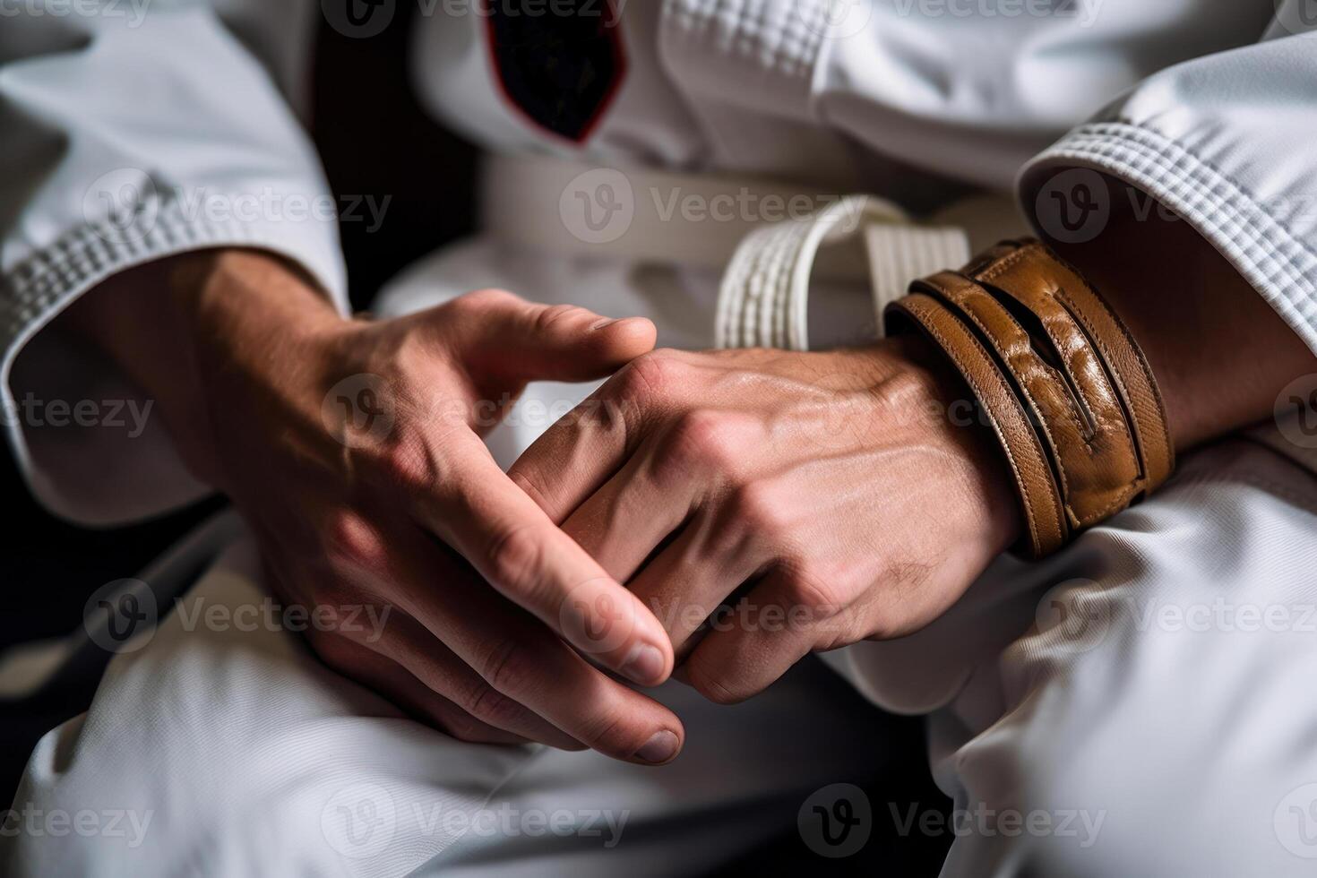 karate martial arts athlete hands in kimono photo