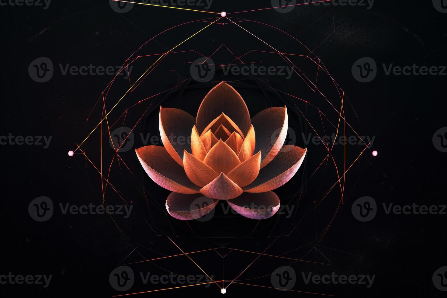 pink lotus flower logo in dark infinity symbol photo