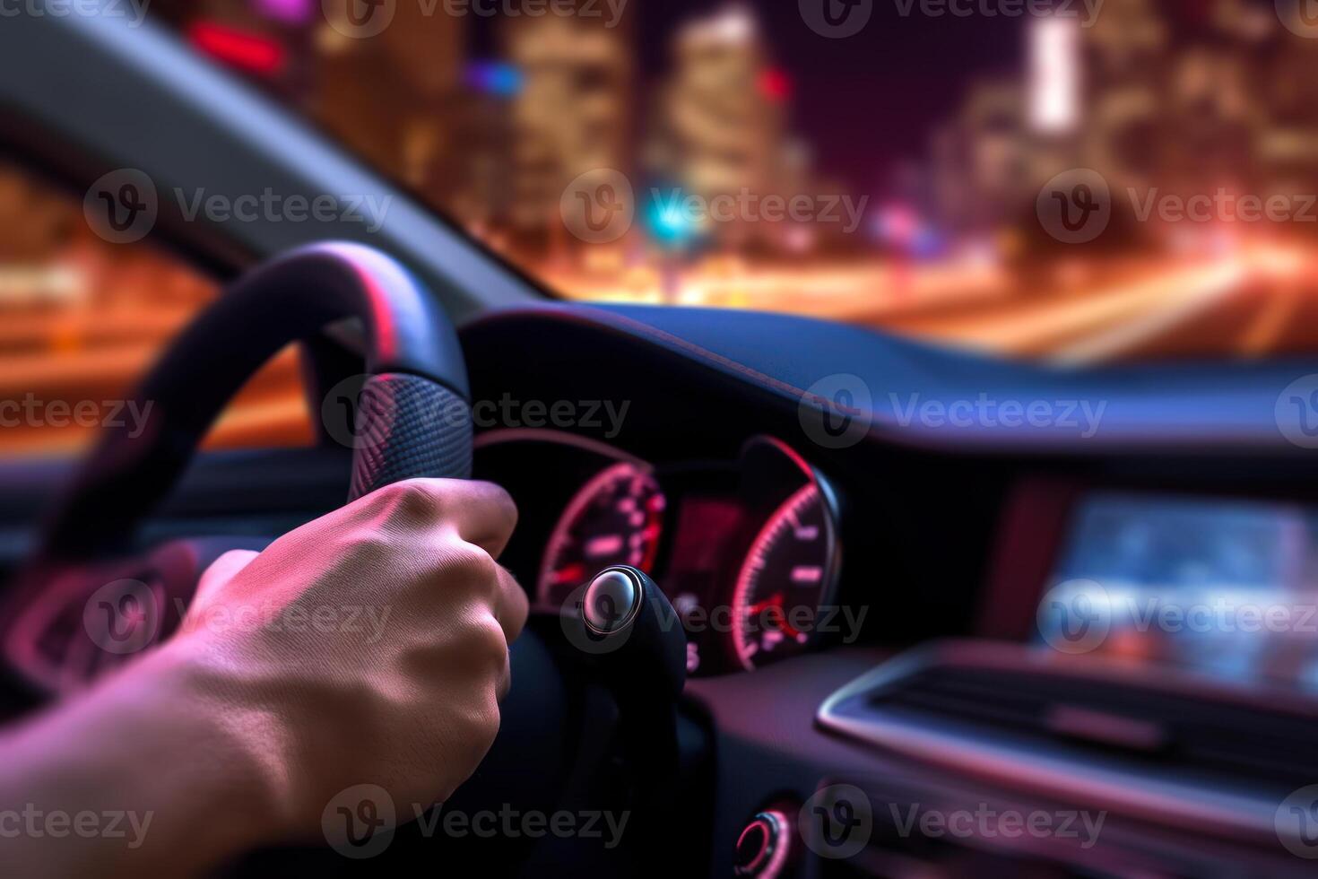 night driving driver at the wheel business class car photo