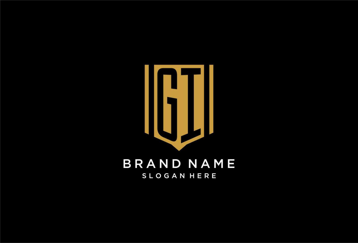 GI monogram logo with geometric shield icon design vector