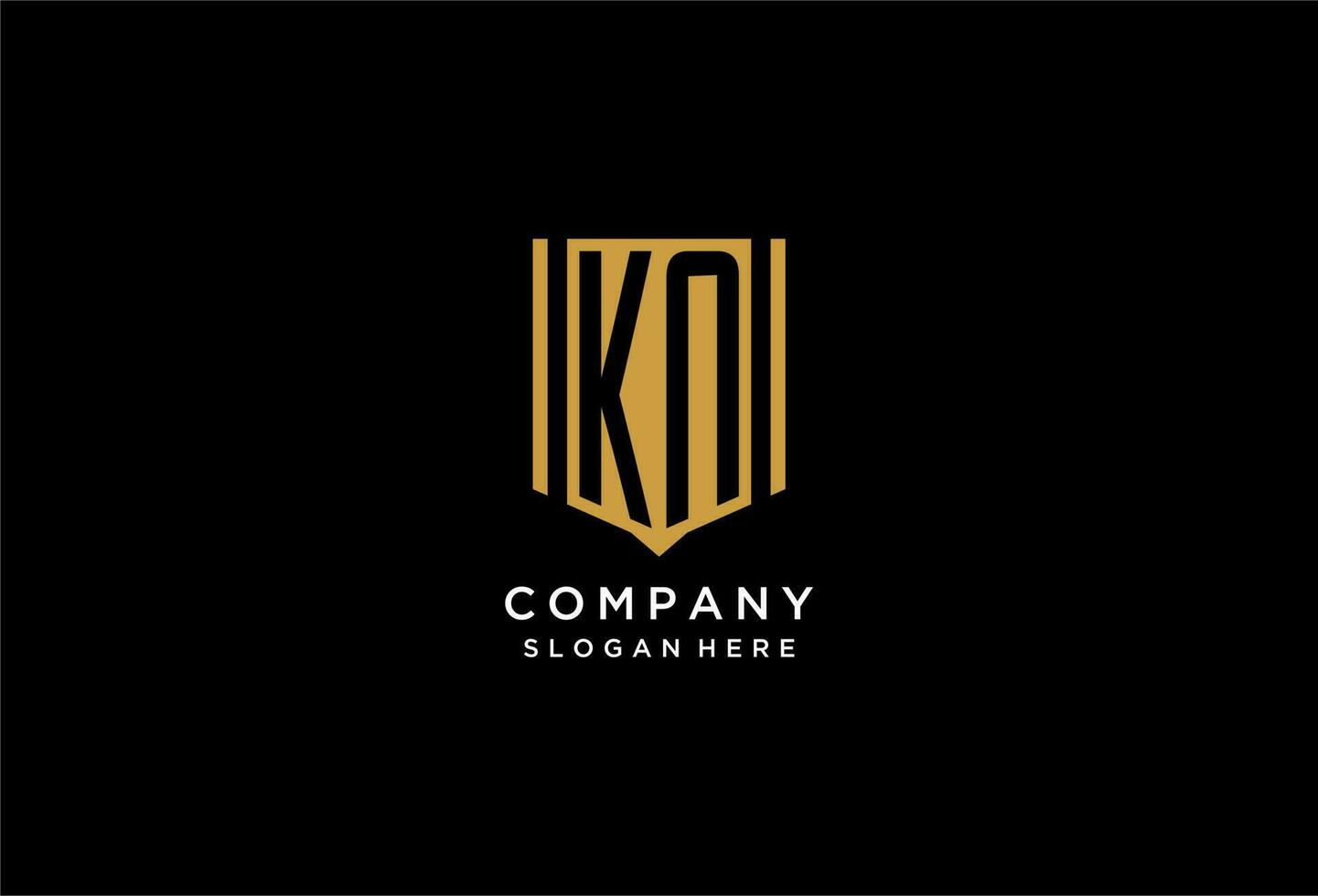 KN monogram logo with geometric shield icon design vector