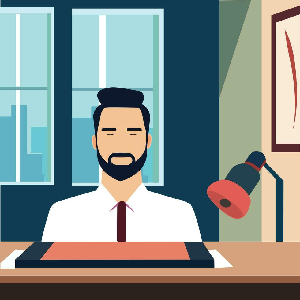 man sitting in office  vector illustration