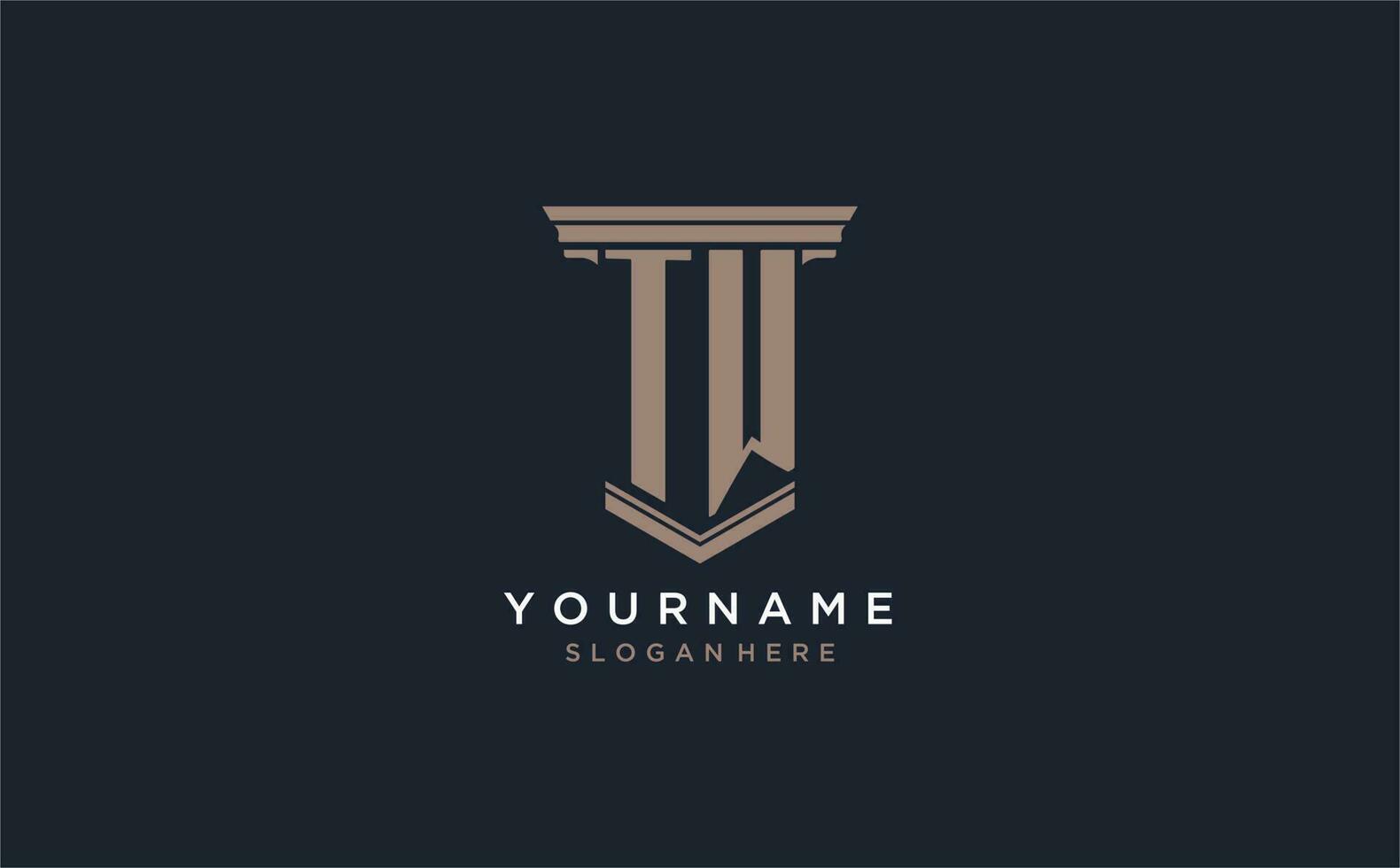 TW initial logo with pillar style, luxury law firm logo design ideas vector