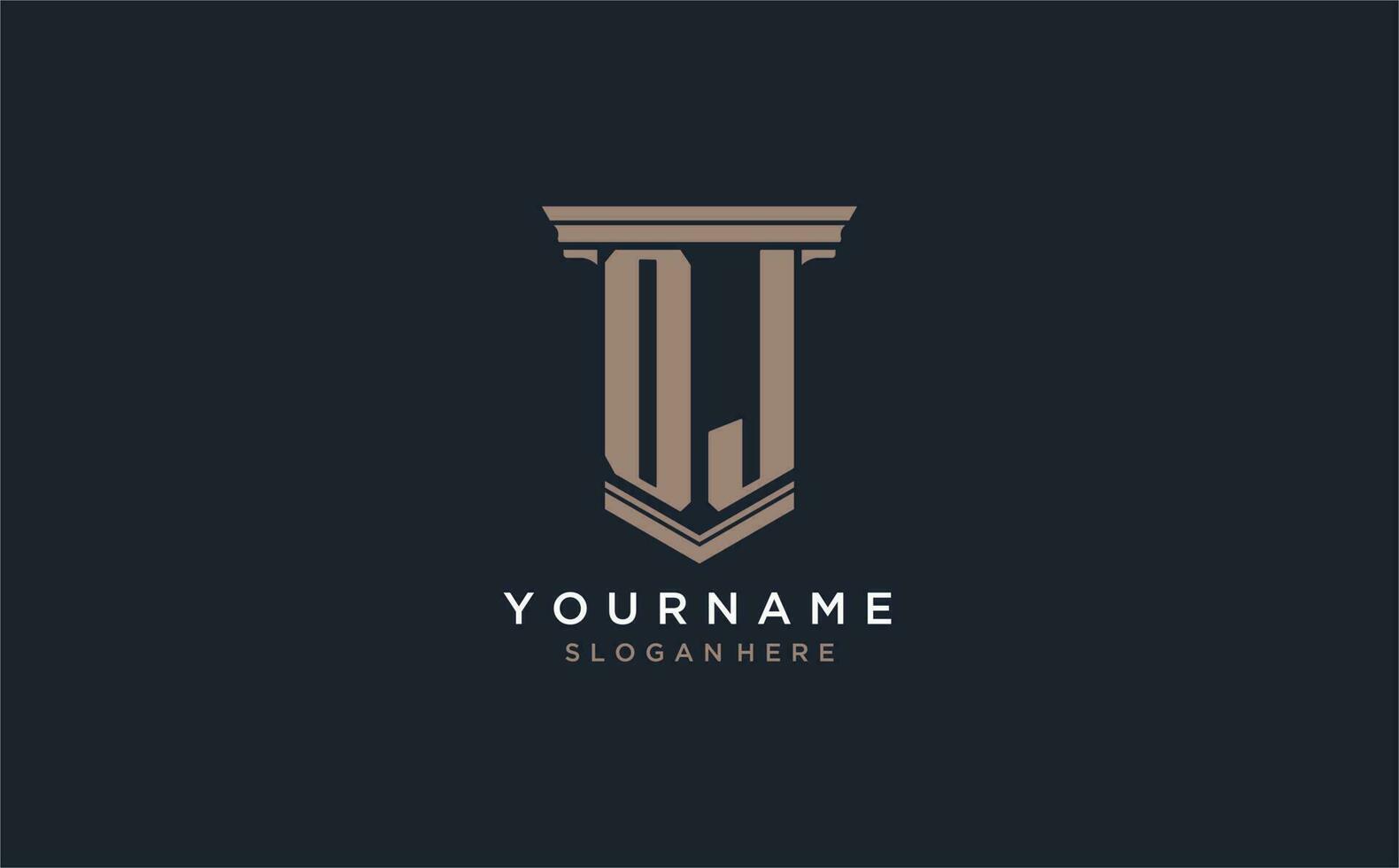 OJ initial logo with pillar style, luxury law firm logo design ideas vector