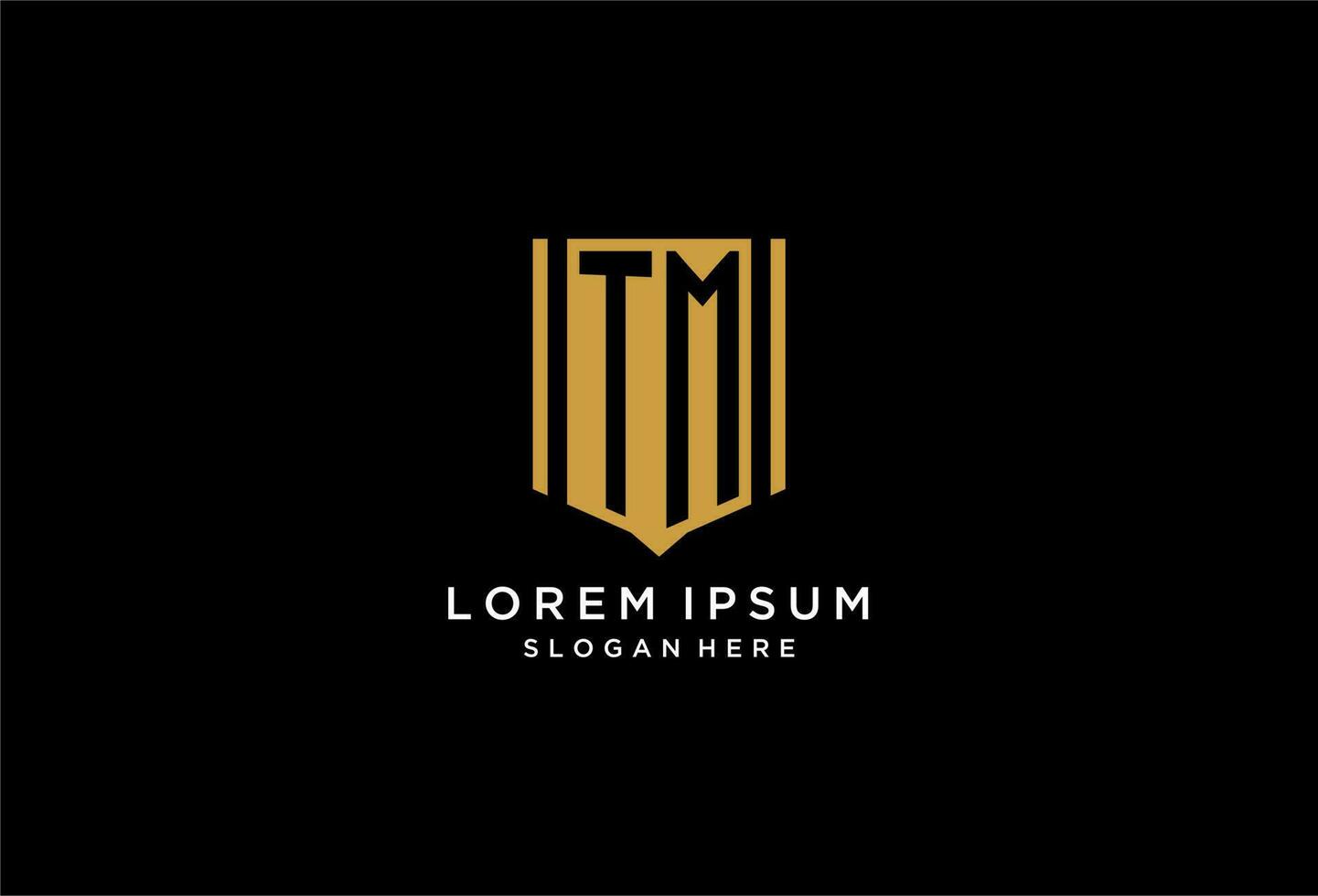 TM monogram logo with geometric shield icon design vector