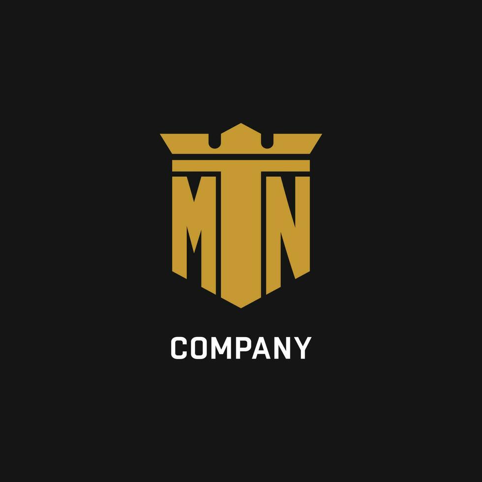 Minnesota inicial logo con proteger y corona estilo vector