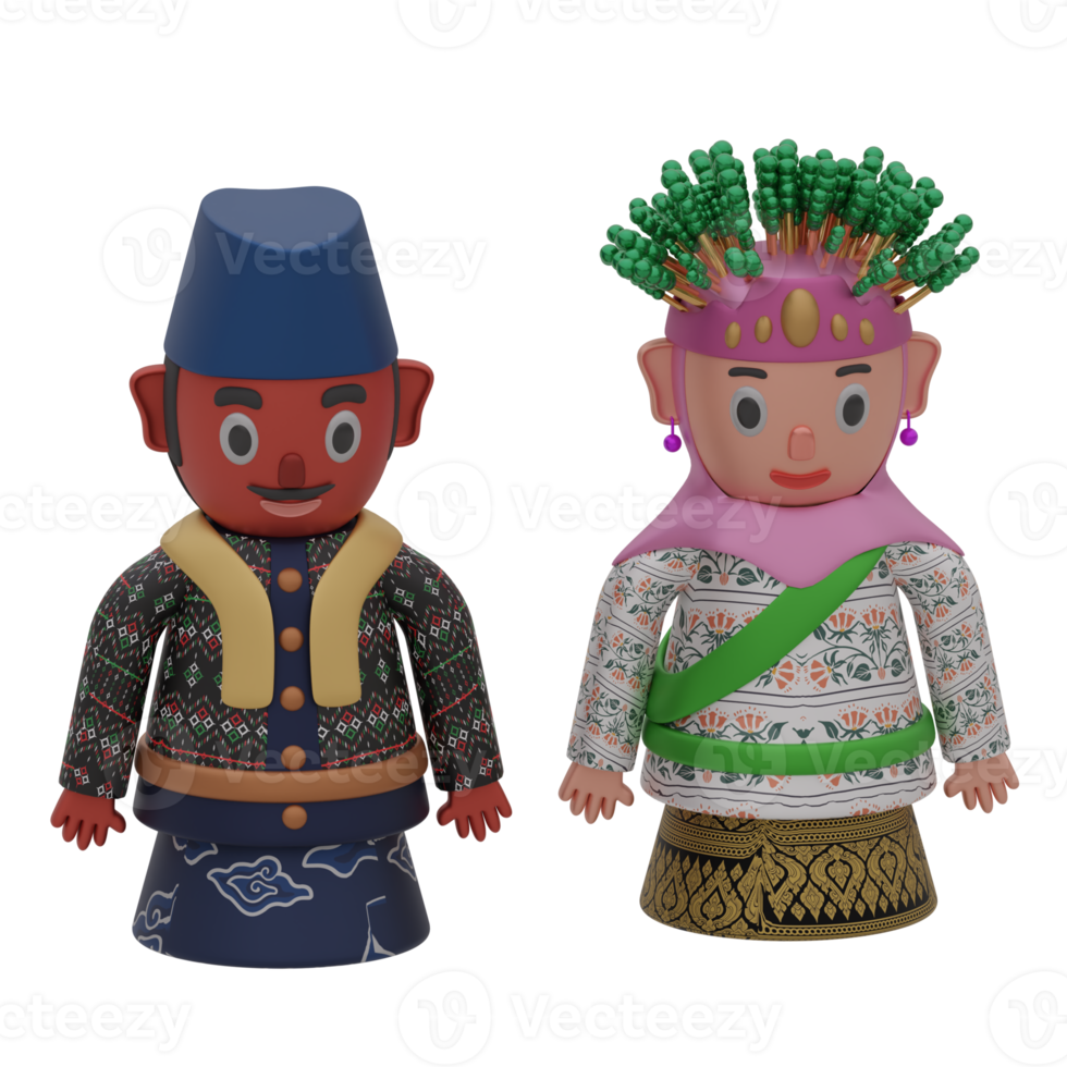 3d rendered couple Jakarta's traditional culture called ondel-ondel perfect for design project and anniversary of Jakarta png