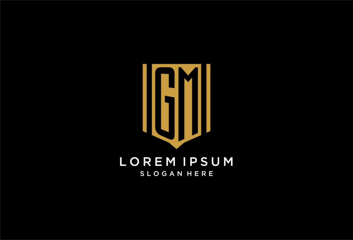 GM monogram logo with geometric shield icon design vector