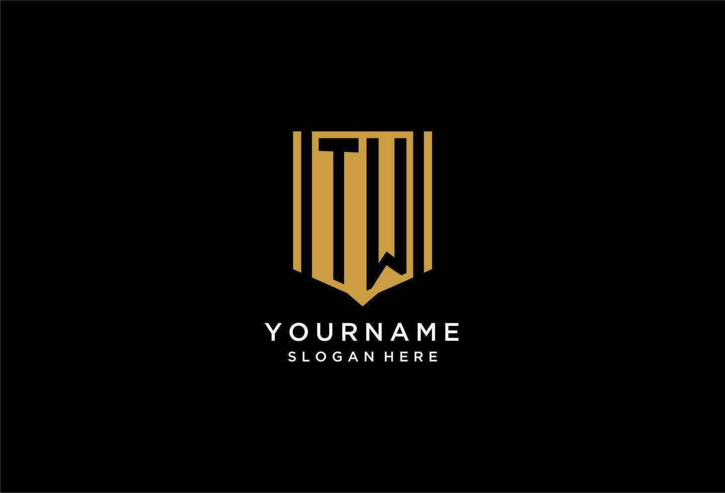 TW monogram logo with geometric shield icon design vector