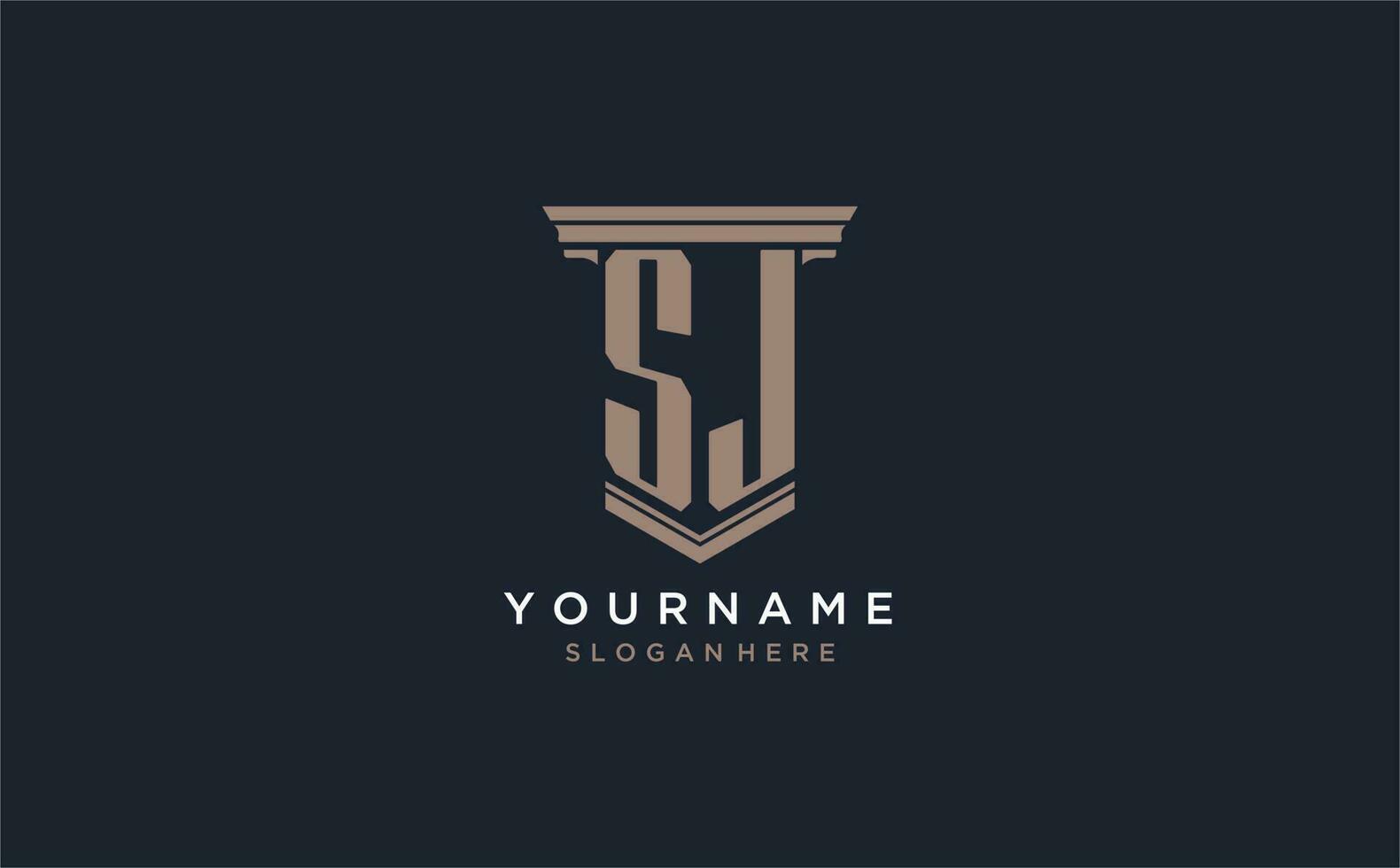 SJ initial logo with pillar style, luxury law firm logo design ideas vector
