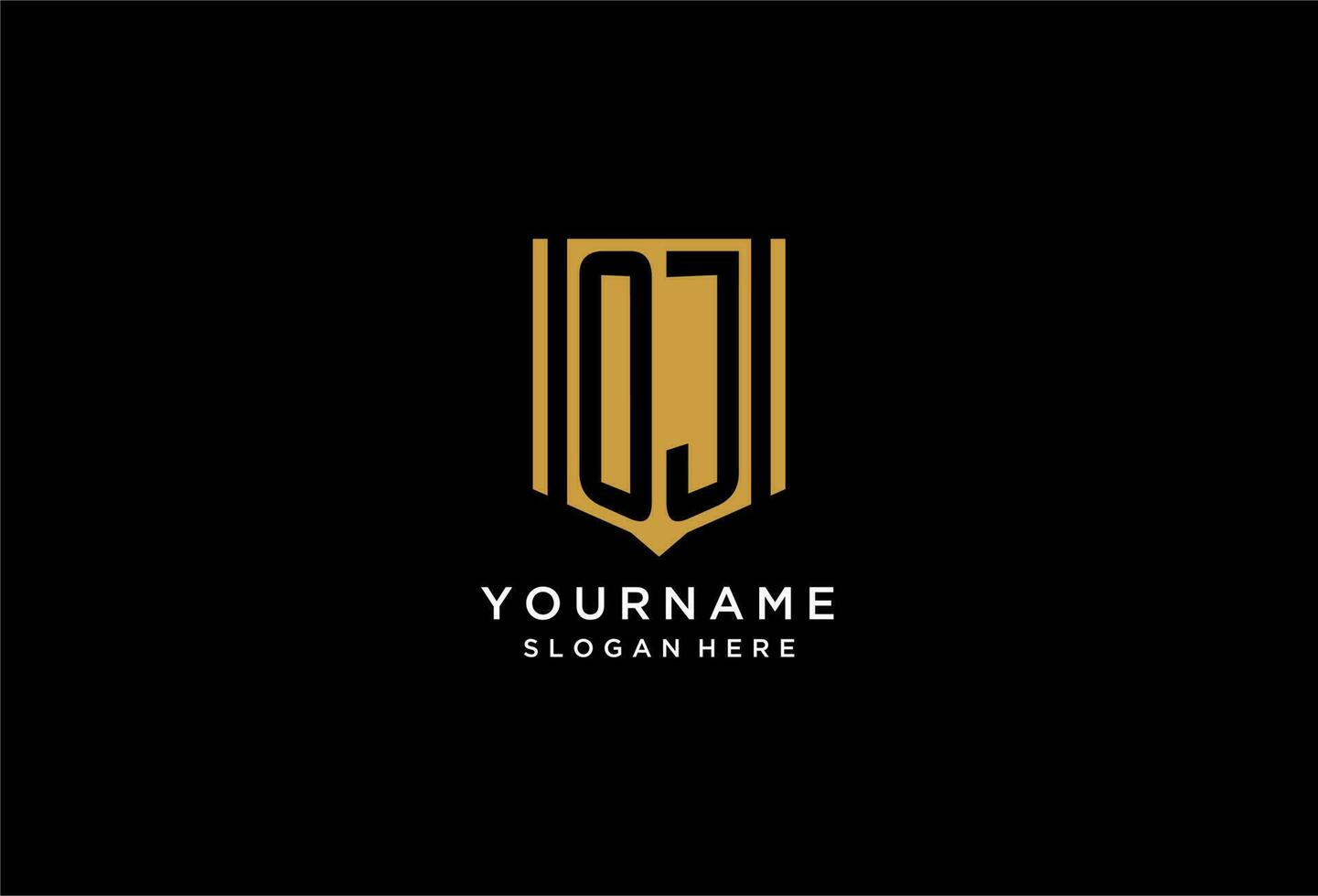 OJ monogram logo with geometric shield icon design vector