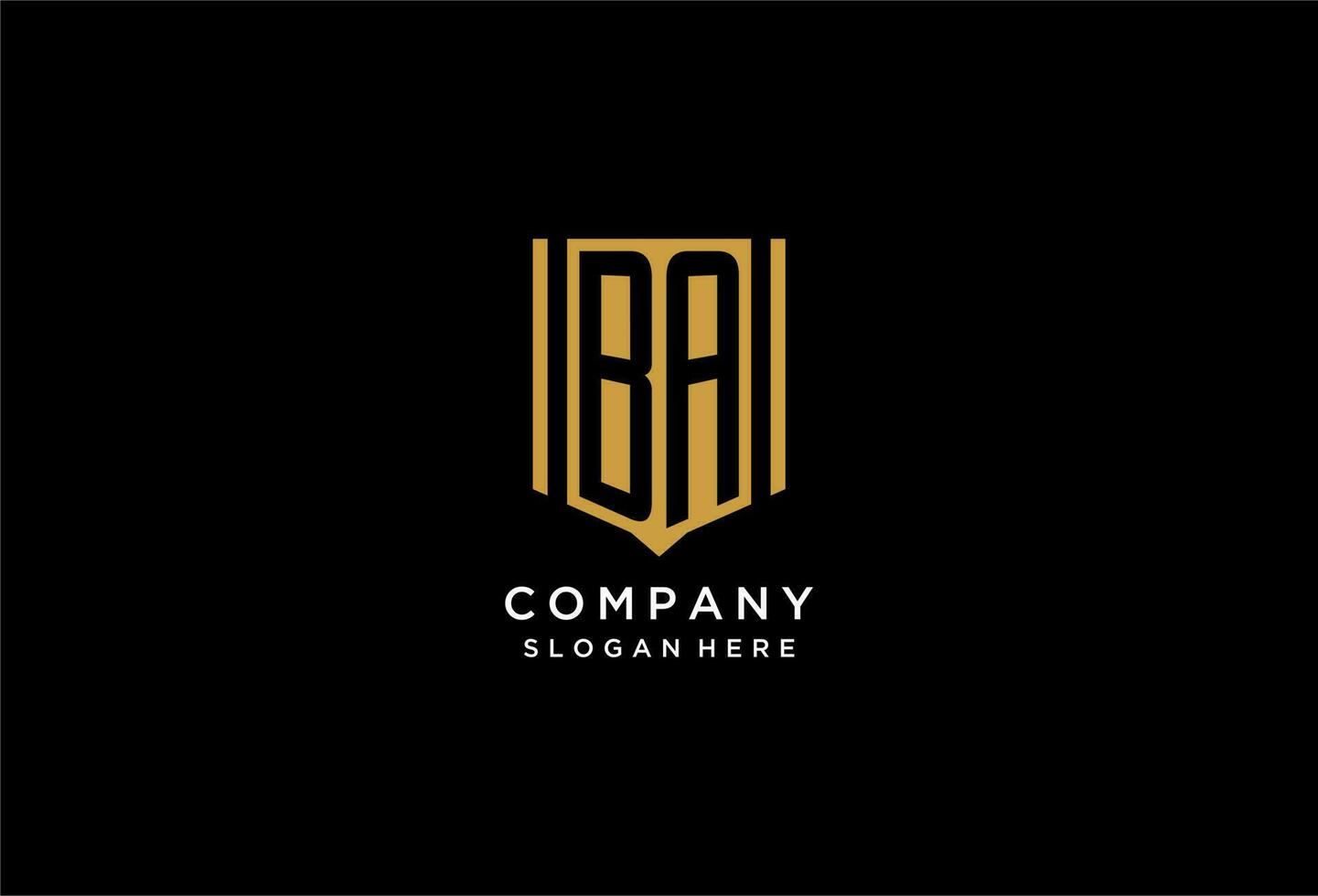 BA monogram logo with geometric shield icon design vector