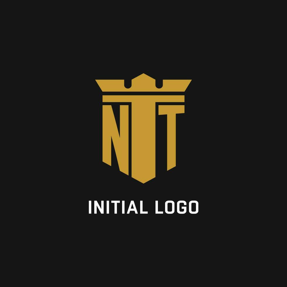 Nuevo Testamento inicial logo con proteger y corona estilo vector
