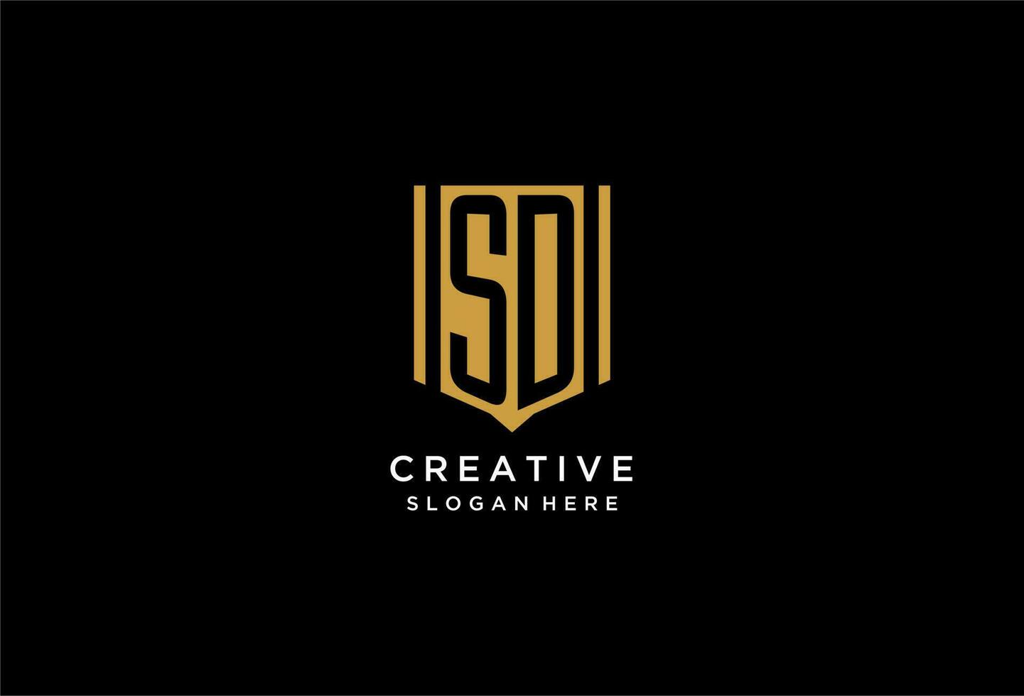 SD monogram logo with geometric shield icon design vector