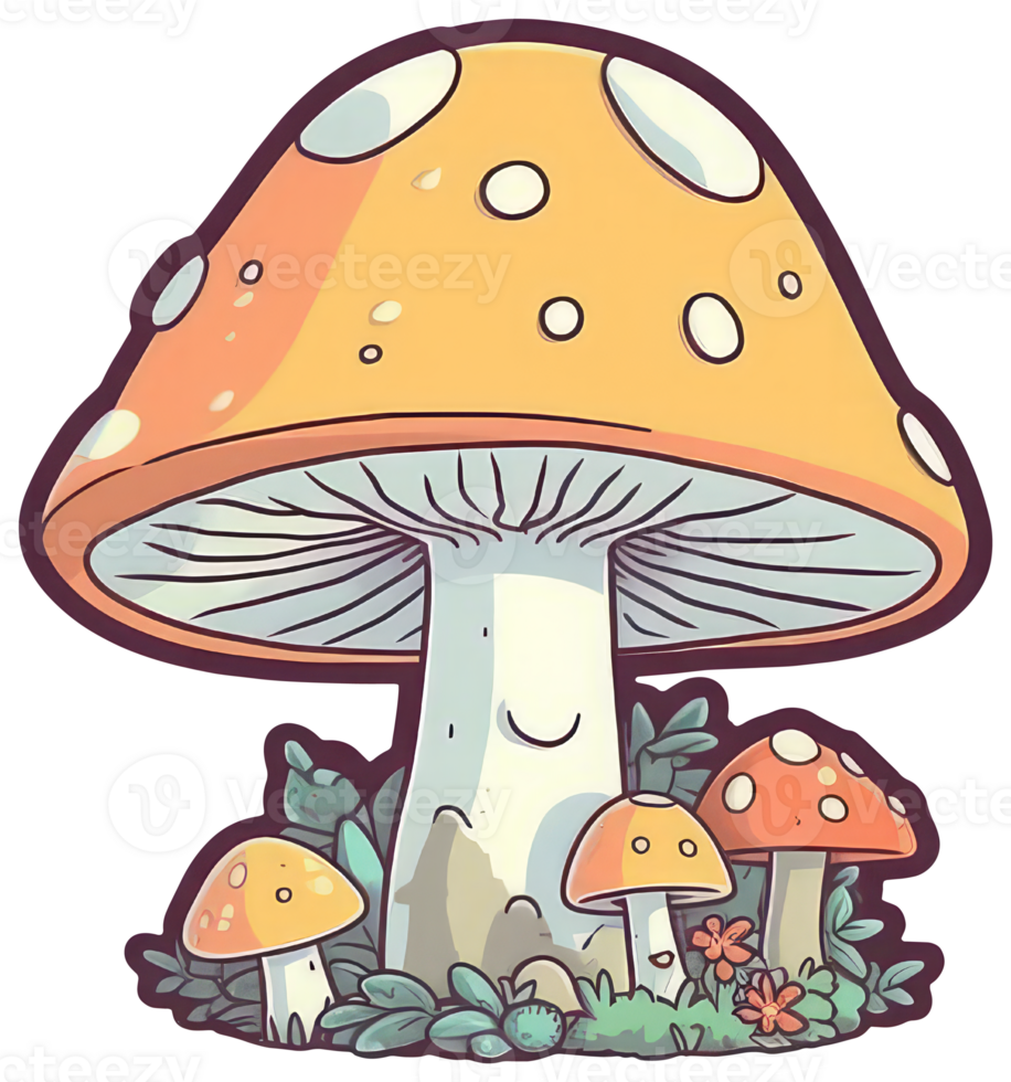 Mushroom sticker transparent illustration. . png