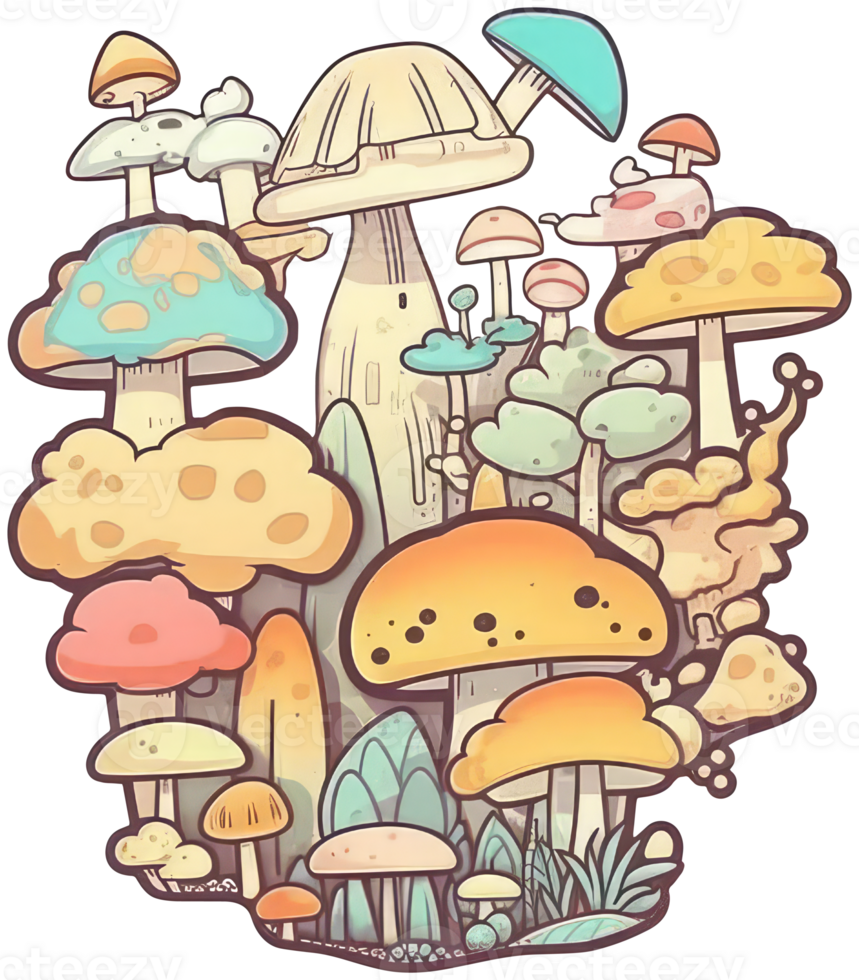 Mushroom sticker transparent illustration. . png