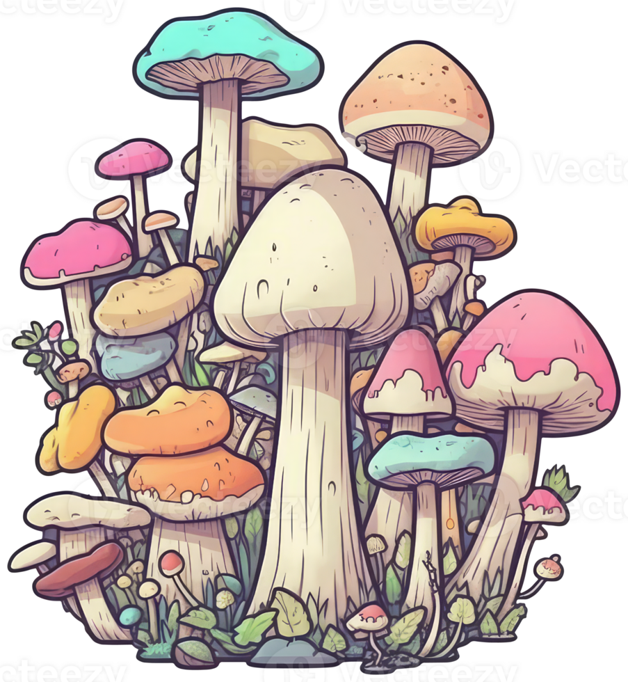 Mushroom sticker transparent illustration. . png