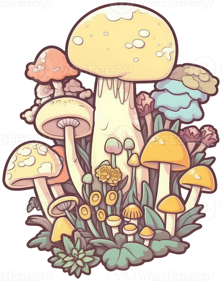 Mushroom sticker transparent illustration. . png