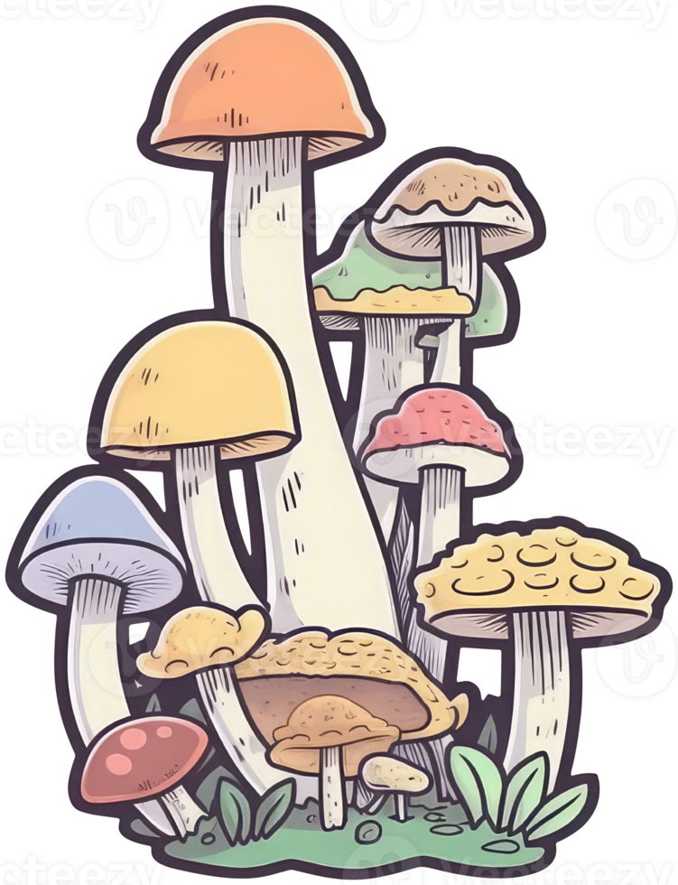 Mushroom sticker transparent illustration. . png
